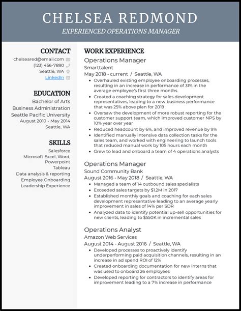operations manager resume examples|12 Operations Manager Resume Examples for 2024 .